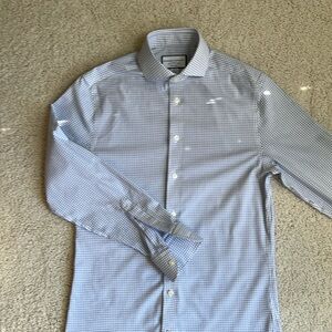 Charles Tyrwhitt Men’s Dress Shirt - Ocean Blue Fine Check - 14 1/2 x 33